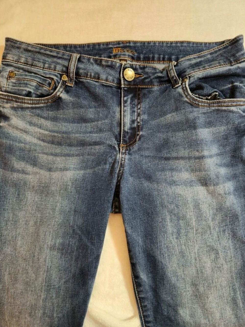 Kut From The Kloth Jeans Womens 10P Blue Whiskers Straight Leg